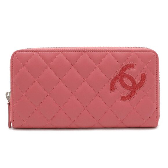 CHANEL Pink Leather Logo Wallet - Picture 1 of 8
